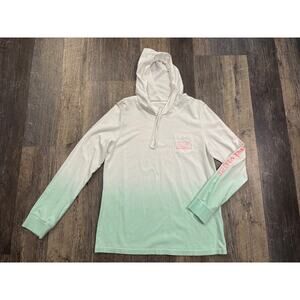 Vineyard Vines Womens Ombre Hooded T-Shirt White Mint Green Pink Whale Size M